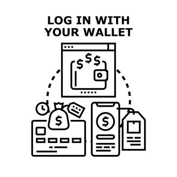 Logging in with digital wallets for secure online payments Stock Illustration