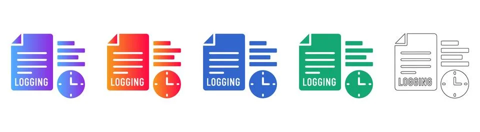 Logging Document and Clock Icons for Time Tracking Stockillustratie