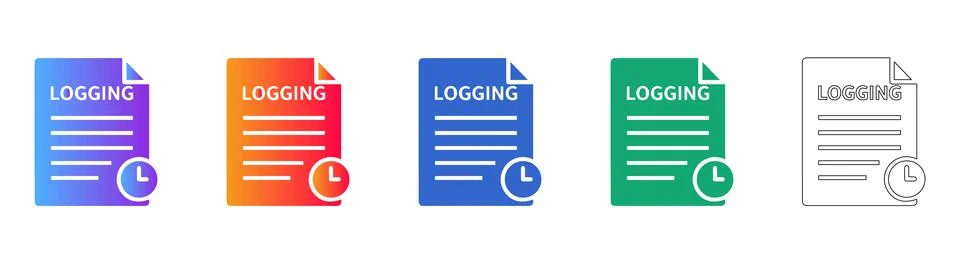 Logging Document Icon Set Stock Illustration