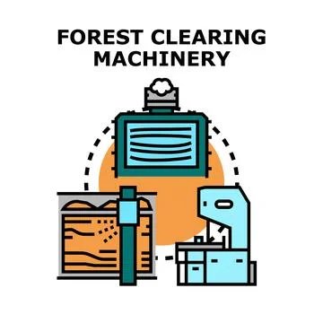 Logging equipment processing wood in a forestry industry setup Stock Illustration