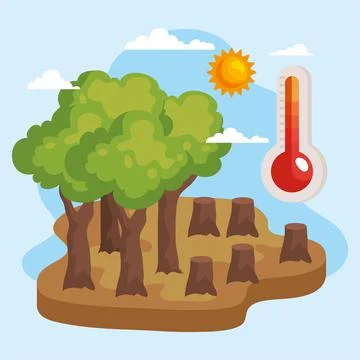 Logging forest with felled trees Stock Illustration