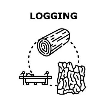 Logging industry processing wood timber material concept Stock Illustration