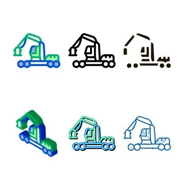Logging industry series machine icon vector outline Illustrazione stock