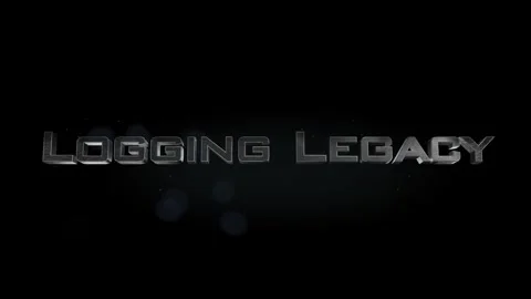 Logging Legacy title metal text on black alpha channel background Stock Footage 296225222
