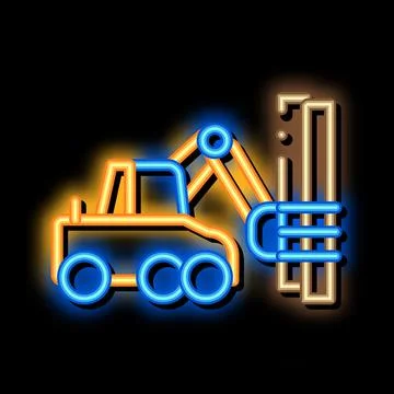 Logging machine neon glow icon illustration Illustrazione stock
