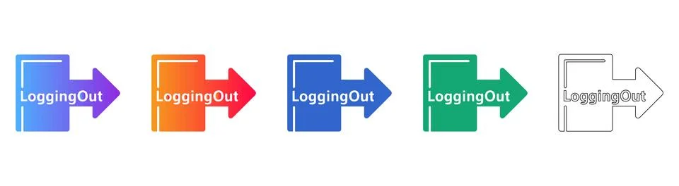 Logging Out Arrow Icon Set for Web Interfaces Illustrazione stock