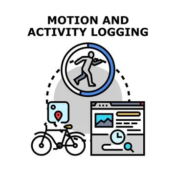 Logging physical motion and tracking digital activity Stock Illustration
