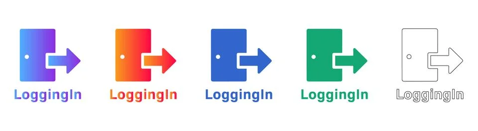 Logging In Process Concept Icons Stockillustratie