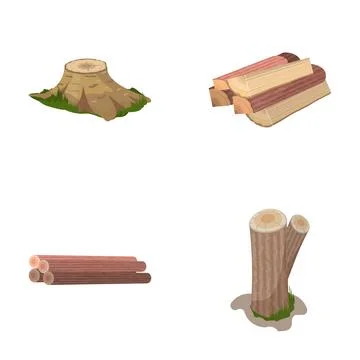 Logging process featuring cut logs and tree stumps Stock Illustration