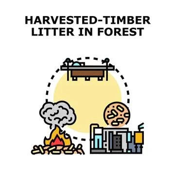 Logging process utilizing harvested timber resources Stock Illustration