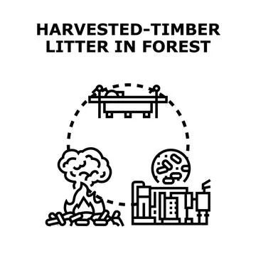 Logging process utilizing harvested timber resources Stock Illustration