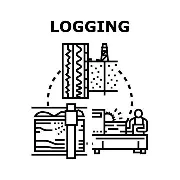 Logging process vector concept for industrial activity Stock Illustration