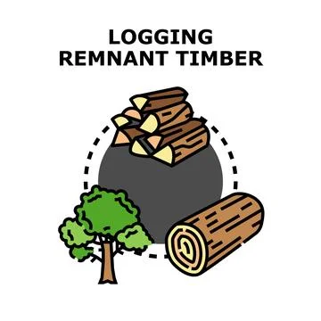 Logging remnant timber wood processing concept 스톡 일러스트