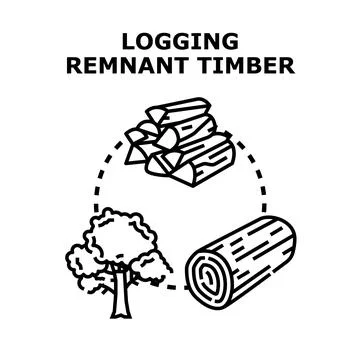 Logging remnant timber wood processing concept 스톡 일러스트