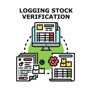 Logging stock verification process tracking inventory data Stock Illustration