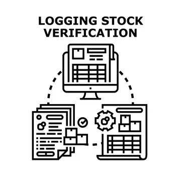 Logging stock verification process tracking inventory data Illustrazione stock