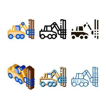 Logging stylized machine icon vector outline Illustrazione stock