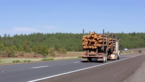 Logging Truck Driving Down Highway Stock Footage 85863878