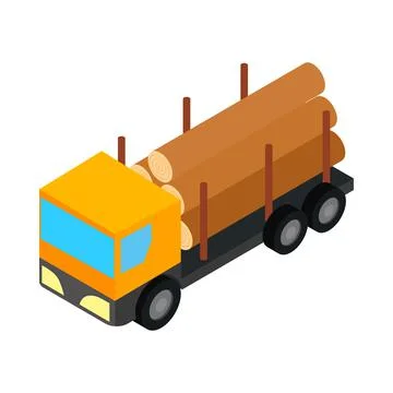 Logging truck icon, isometric 3d style 스톡 일러스트