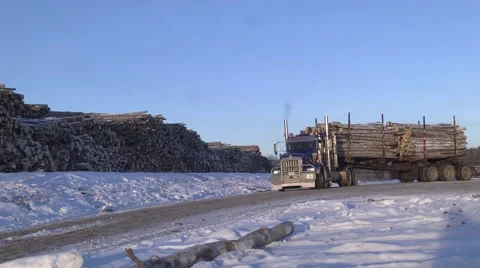Logging Truck in the Snow 動画素材 64558116