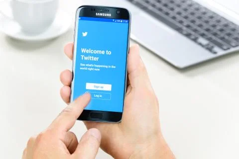 Logging into Twitter Application Stock Photos