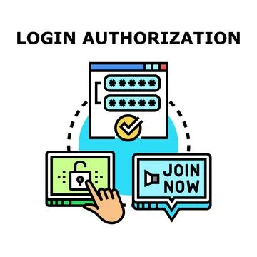 Logging in, user authorization, and secure online access Stock Illustration