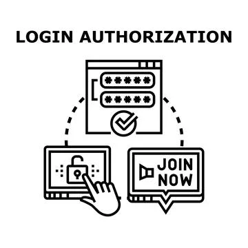 Logging in, user authorization, and secure online access Stock Illustration