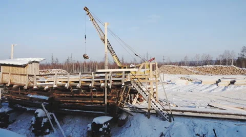 Logging in the winter in Siberia Stock Footage 59901519