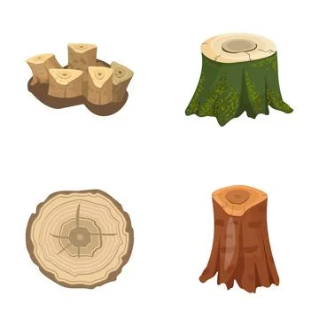 Logging wood and deforestation concepts with tree stumps Stock Illustration