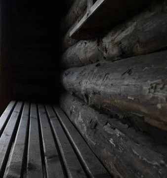 Loghouse in darkness Stock Photos