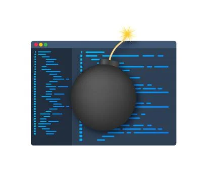 Logic bomb. Piece of code intentionally inserted into a software system. Vector Stock Illustration