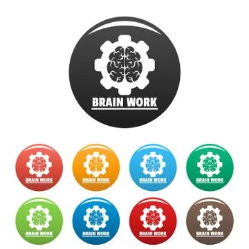 Logic brain work icons set color Illustrazione stock