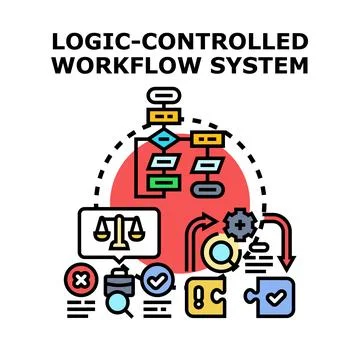 Logic controlled workflow system implementing business process strategy Stock Illustration