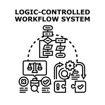 Logic controlled workflow system implementing business process strategy Stock Illustration