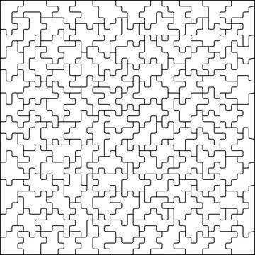 Logic creative puzzle linear template with thin vector lines for cutting 库存插图