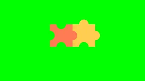 Logic game. Business solution. Team collaboration man, AI. Red, yellow puzzles Stock Footage 285869416