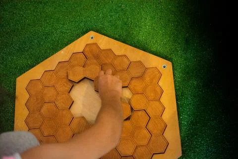 Logic games elements with Geometric shapes . Concept of creative, logical thi 스톡 사진