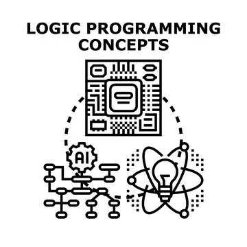 Logic programming concepts developing artificial intelligence solutions Stock Illustration