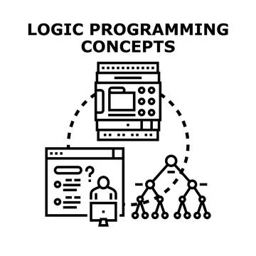 Logic programming concepts illustrating problem solving solutions 스톡 일러스트
