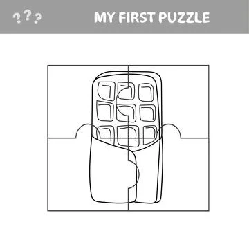Logic puzzle game. Bar of chocolate. Printable page for jigsaw puzzle. Stock Illustration