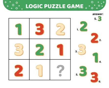 Logic puzzle game. Cookie Numbers. One two three For kids Cartoon Stock Illustration