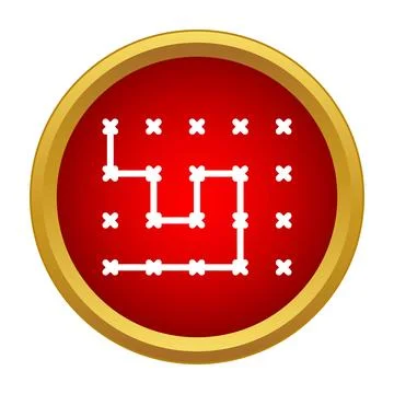 Logic puzzle game icon showing connected dots and path Stock Illustration