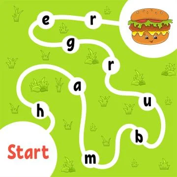 Logic puzzle game. Learning words for kids. Find the hidden name. Education d Stock Illustration