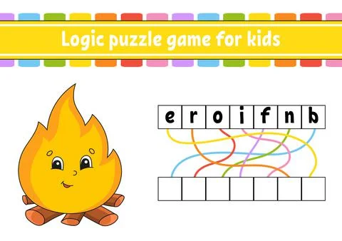Logic puzzle game. Learning words for kids. Find the hidden name. Worksheet,  Stock Illustration