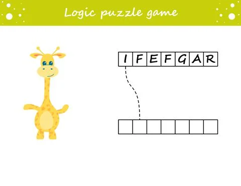 Logic puzzle game. Learning words for kids. Find the hidden name. Activity pa Stock Illustration