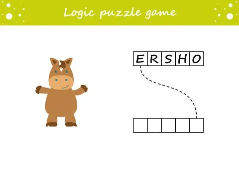 Logic puzzle game. Learning words for kids. Find the hidden name. Activity pa Stock Illustration