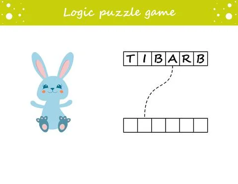 Logic puzzle game. Learning words for kids. Find the hidden name. Activity pa Stock Illustration