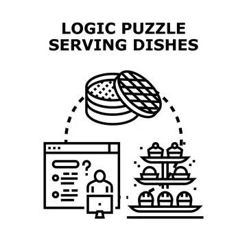 Logic puzzle serving dishes concept vector illustration Stock Illustration