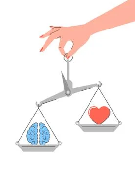 Logic vs emotions flat linear vector concept イラスト素材