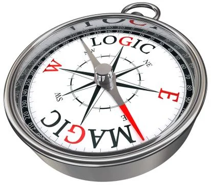 Logic vs magic concept compass Stock Illustration